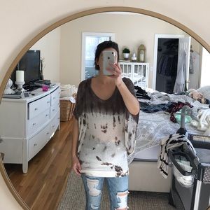 Brown and white sweater top